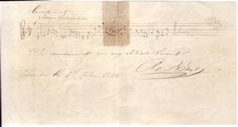 BULL, OLE. Group of 3 items Signed and Inscribed: Autograph Musical Quotation * Two Autograph Notes, to unnamed recipients.